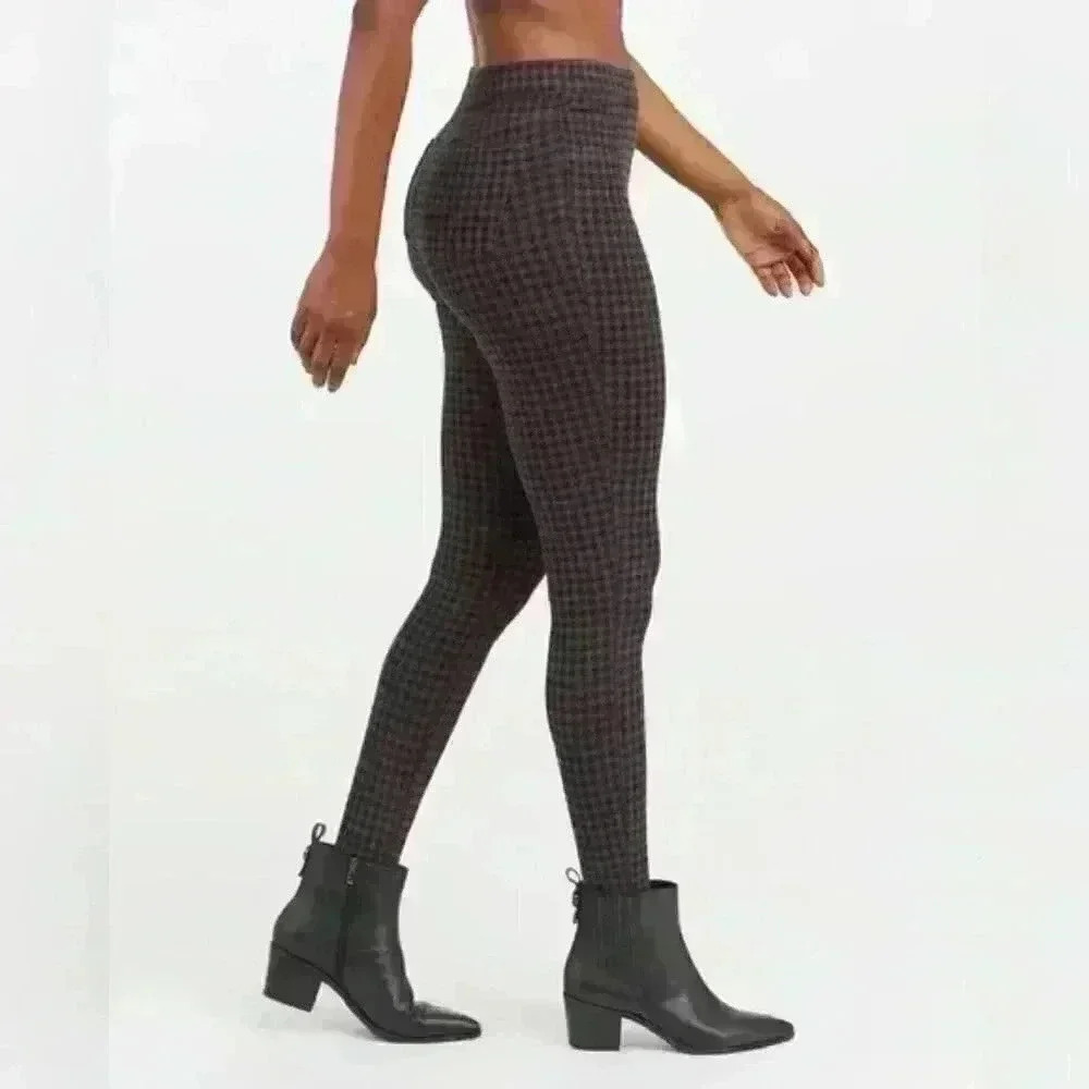 SPANX Jean-ish Ankle Leggings Skinny Pants Houndstooth Size Medium - Picture 5 of 12